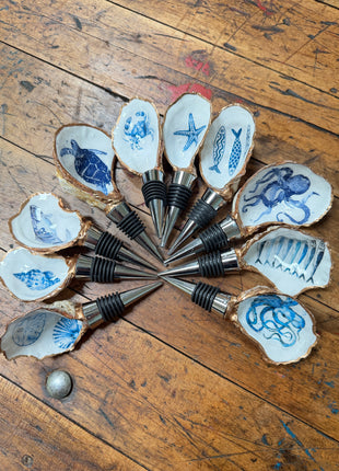 Decoupage Oyster Shell Wine Bottle Stopper – The Joyful Penguin