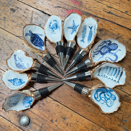 Decoupage Oyster Shell Wine Bottle Stopper – The Joyful Penguin