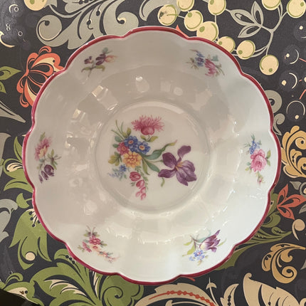 Vintage China ~ Red Rim Floral Bowl