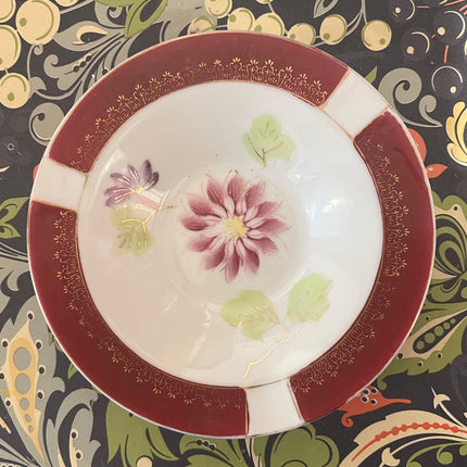 Vintage China ~ Burgundy Flower Dessert Bowl