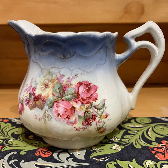 Vintage China ~ Blue Ombre Floral Pitcher