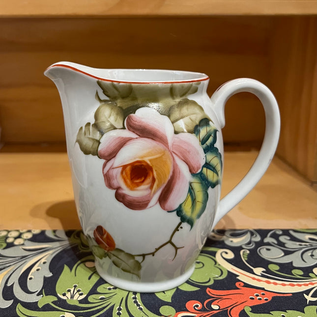 Vintage China ~ Red Rim Blooming Rose Creamer