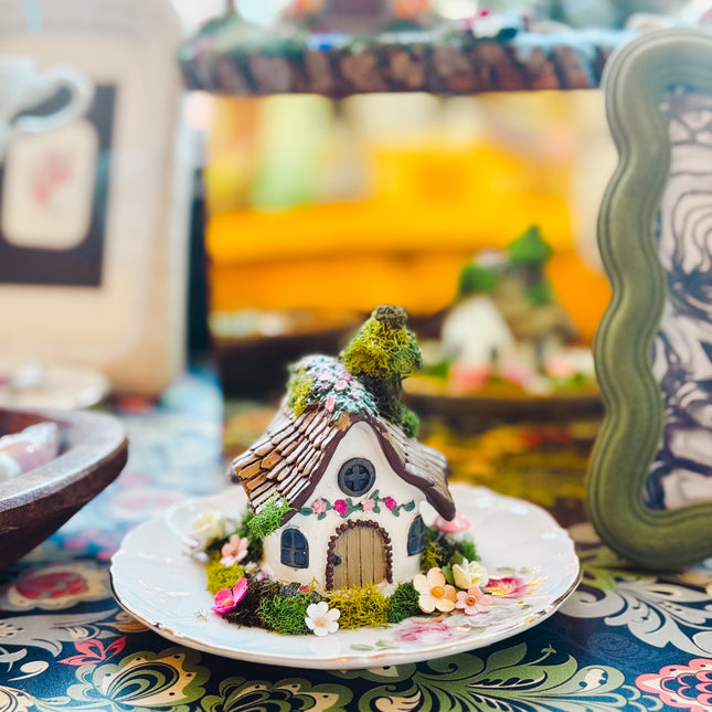 Fairy House nestled on Vintage China