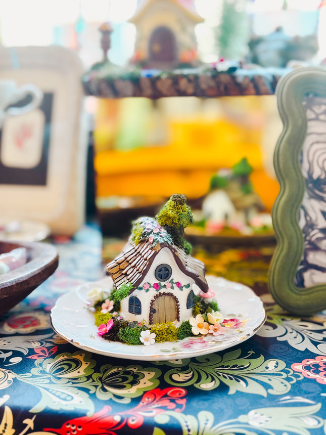 Fairy House nestled on Vintage China