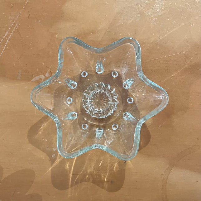 Vintage Glass Star Candlestick Holders