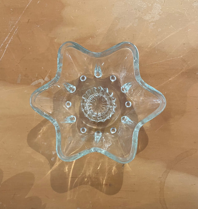 Vintage Glass Star Candlestick Holders
