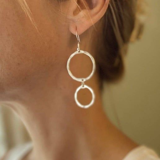 Bali Double Hoop Metal Earrings