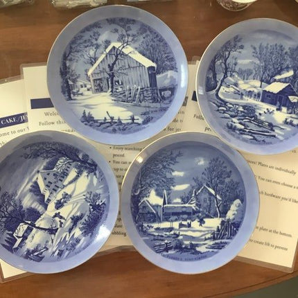 Vintage China ~ Various Blue Plates By Currier and Ives