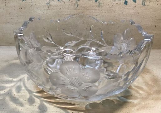 Vintage China ~ Frosted Glass Flower Bowl