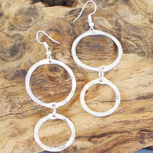 Bali Double Hoop Metal Earrings