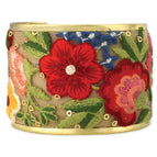 Red Flower Gold Cuff