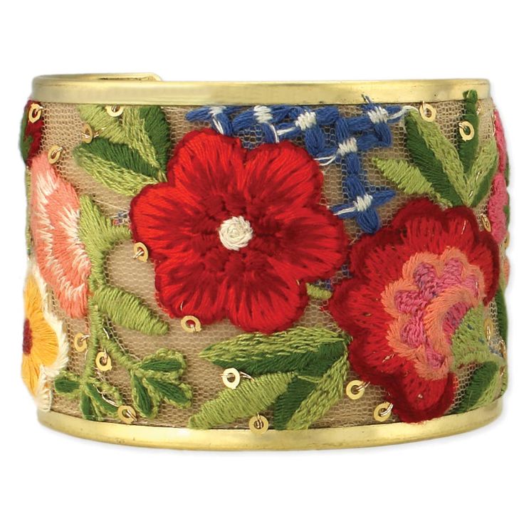 🌸 Embroidered Elegance Flower Cuff
