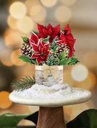 Mini Paper Pop-Up Card ~ Birch Poinsettia