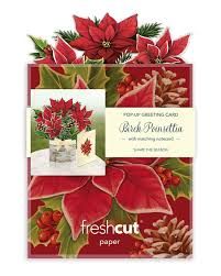 Mini Paper Pop-Up Card ~ Birch Poinsettia