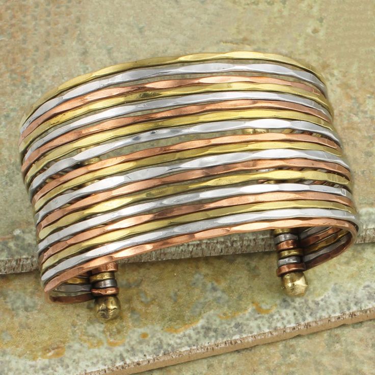 Mixed Metal Hammered Cuff