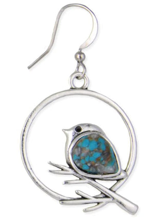Morning Song Turquoise Bird Silver Earrings