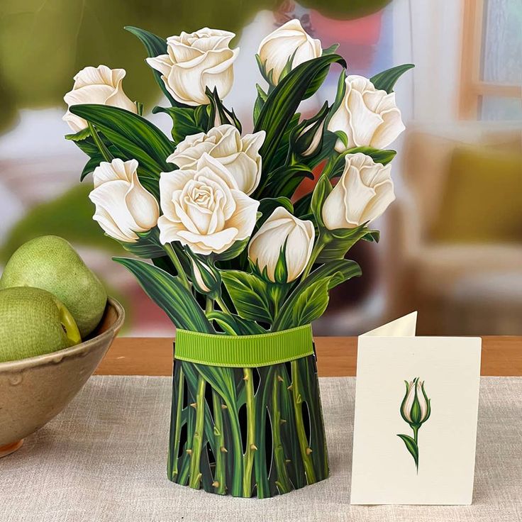 Paper Flower Bouquet ~ White Roses