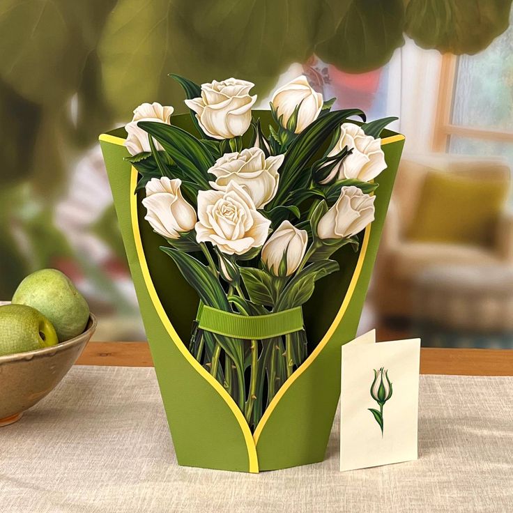 Paper Flower Bouquet ~ White Roses