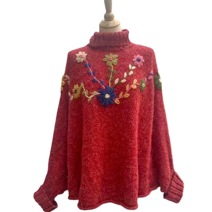 Peruvian Flower Poncho Shawl