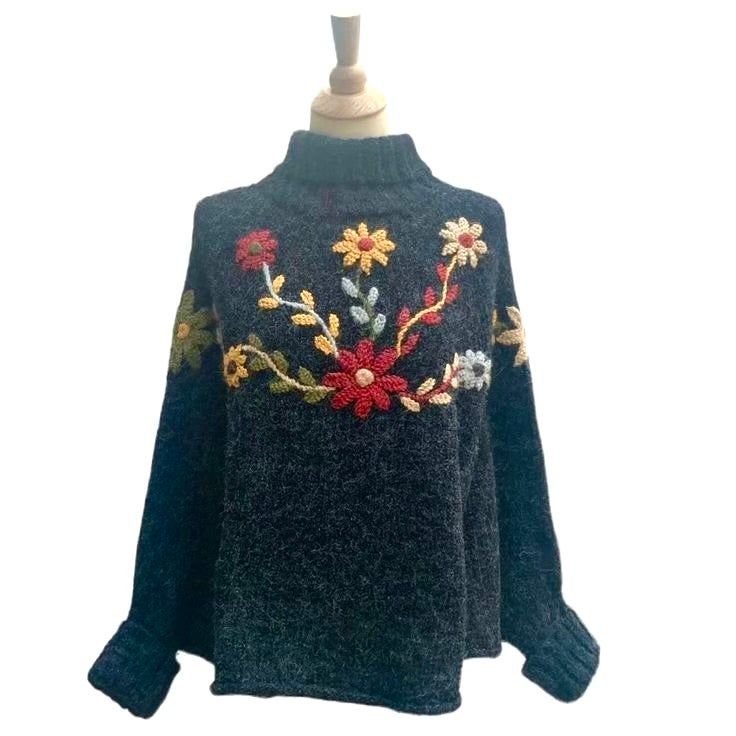 Peruvian Flower Poncho Shawl