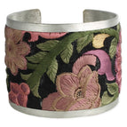 Purple Flower Silver Cuff