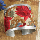 Red Flower Silver Cuff