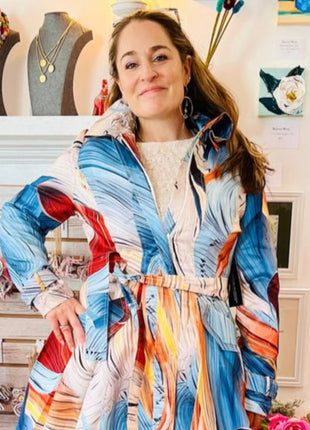 Samuel Dong ~ Bubble Coat Dress Grey/Multicolor