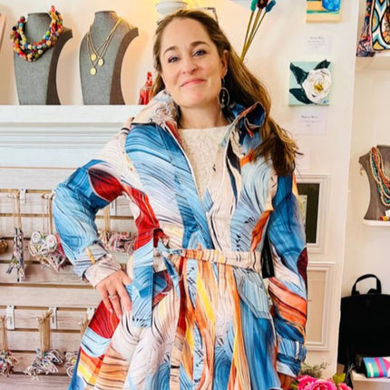 Samuel Dong ~ Bubble Coat Dress Grey/Multicolor