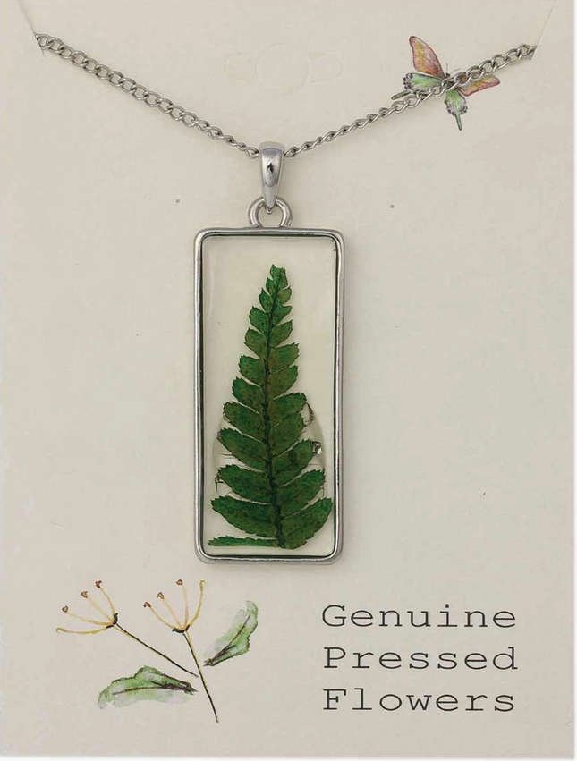 Cottage Floral Dried Fern Necklace