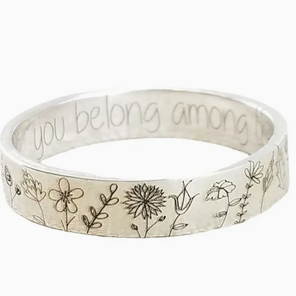 Butterfly Wildflower Matching Band Ring