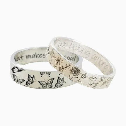 Butterfly Wildflower Matching Band Ring