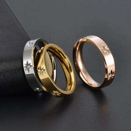 Eight Pointed Star Band Ring