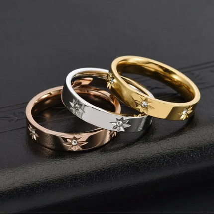 Eight Pointed Star Band Ring