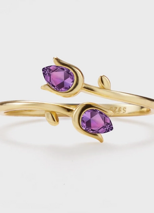 Tulip Ring ~ Sterling Silver & Natural Amethyst