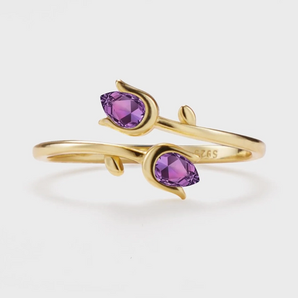 Tulip Ring ~ Sterling Silver & Natural Amethyst