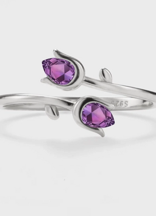 Tulip Ring ~ Sterling Silver & Natural Amethyst