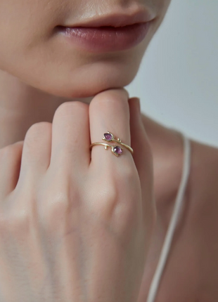 Tulip Ring ~ Sterling Silver & Natural Amethyst
