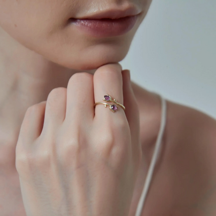 Tulip Ring ~ Sterling Silver & Natural Amethyst