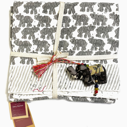 Baby Block Printed Kantha Blanket