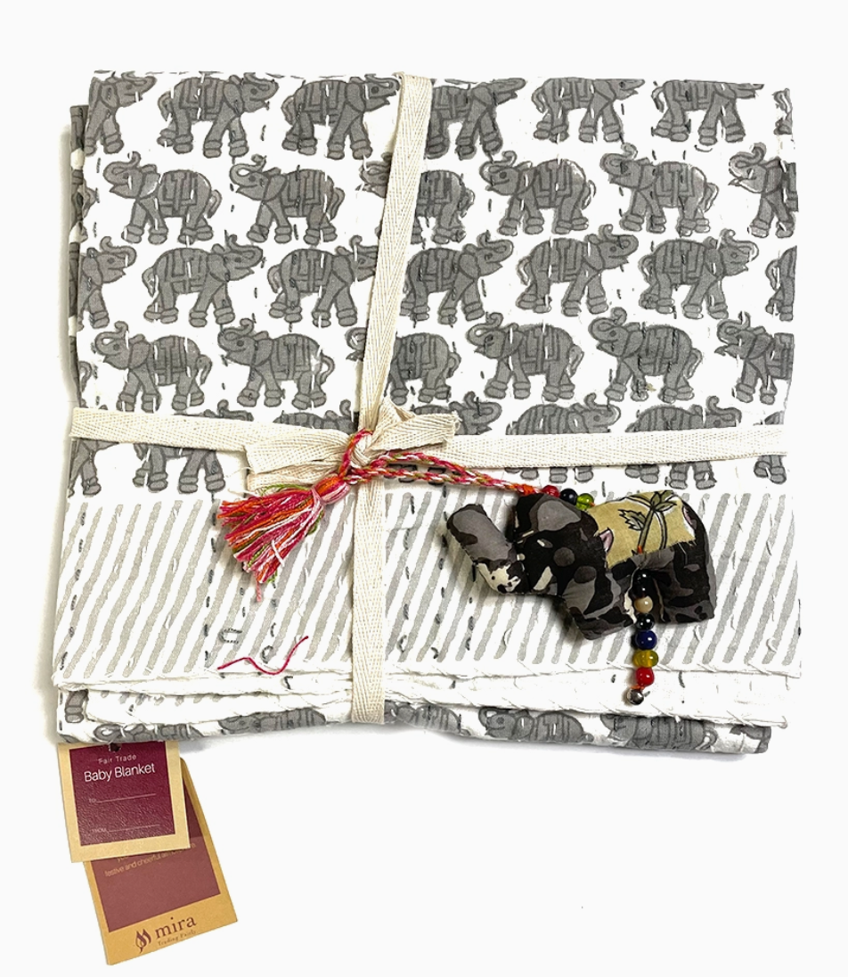 Baby Block Printed Kantha Blanket