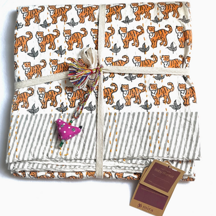 Baby Block Printed Kantha Blanket