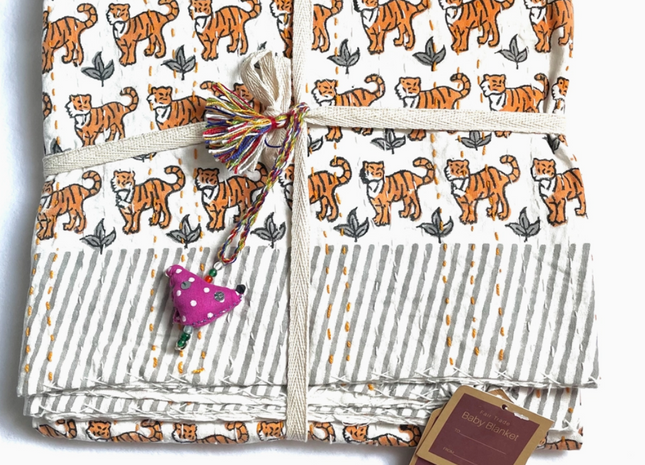 Baby Block Printed Kantha Blanket