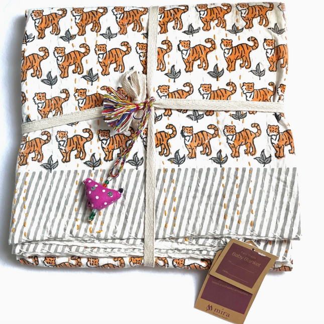 Baby Block Printed Kantha Blanket