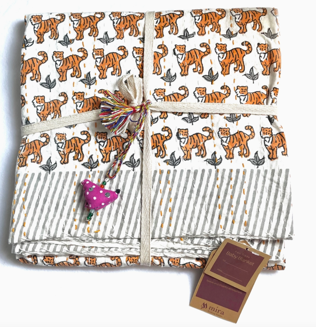 Baby Block Printed Kantha Blanket