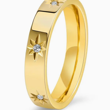 Eight Pointed Star Band Ring
