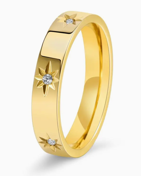 Eight Pointed Star Band Ring