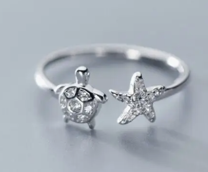 Sea Turtle & Starfish Ring