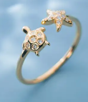 Sea Turtle & Starfish Ring