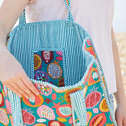 Pomegranate Print Quilted Cotton Tote Bag