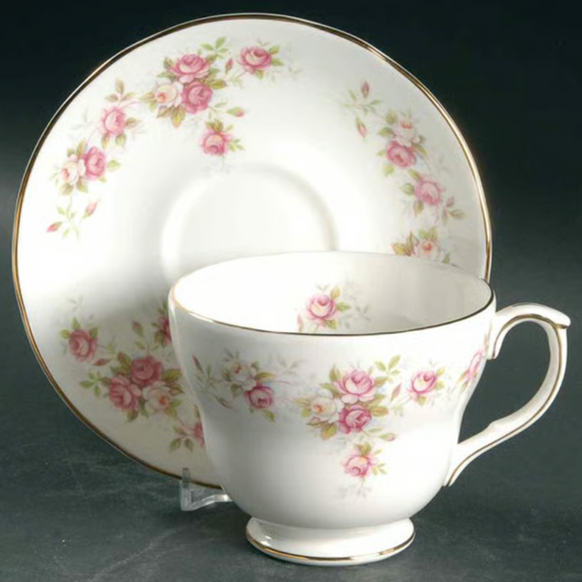 Vintage China — June Bouquet Teacup, Saucer &amp; Bread Plate by Duchess